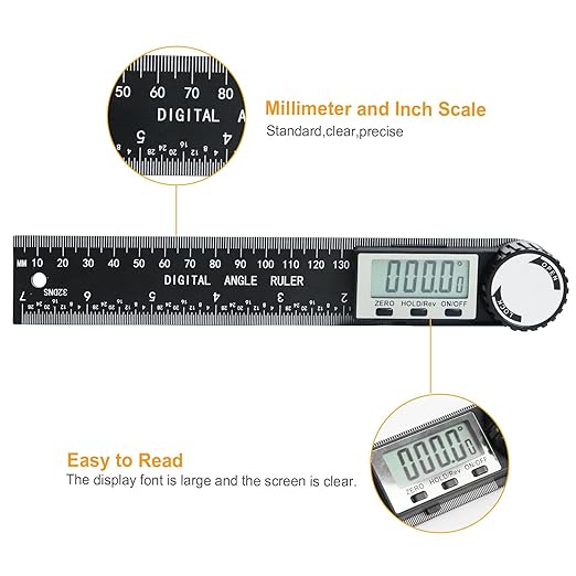 Third Generation Protractor Angle Finder, Digital Angle Ruler with 7inch/200mm, Angle Gauge for Woodworking/Carpenter/Construction Tools(2 Batteries Included) (Enhanced ABS)