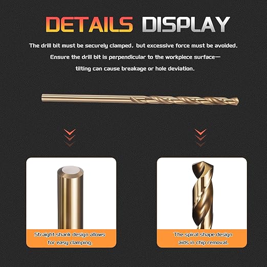 Drill Bit, #32 Cutting Diameter, 4341 HSS Gold Finish 118° Cutting Angle Number Jobber Bits - (Applications: for Drilling Soft Metal Plastic Wood), 5-Pieces