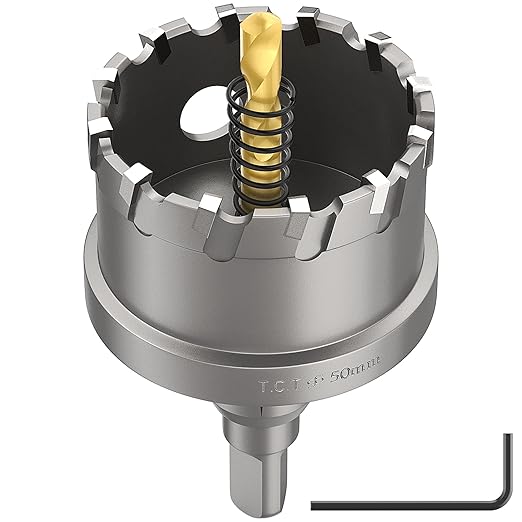 DAIMIT Hole Saw for Metal - Tungsten Carbide Tipped 1-31/32" Inch(50mm) Hole Cutter with Pilot Drill Bits for Stainless Steel, Iron, Copper, Brass - Heave Duty Hole Saw for High Precision Cutting