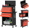 8-Drawer High Capacity Rolling Tool Chest with Wheels, Big Tool Storage Removable Tool Box Combo, Tool Storage Cabinet with Lockable Drawers, Toolbox for Workshop (Black&Red)