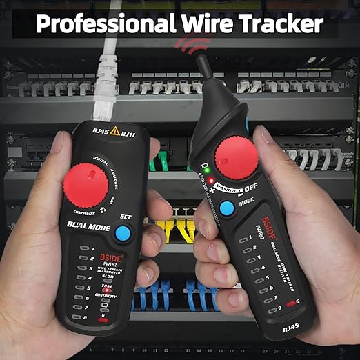 Bside Dual Mode Wire Tracker RJ11 RJ45 Network Cable Tester Toner Generator Network Cable Collation Ethernet LAN Line Finder with Flashlight