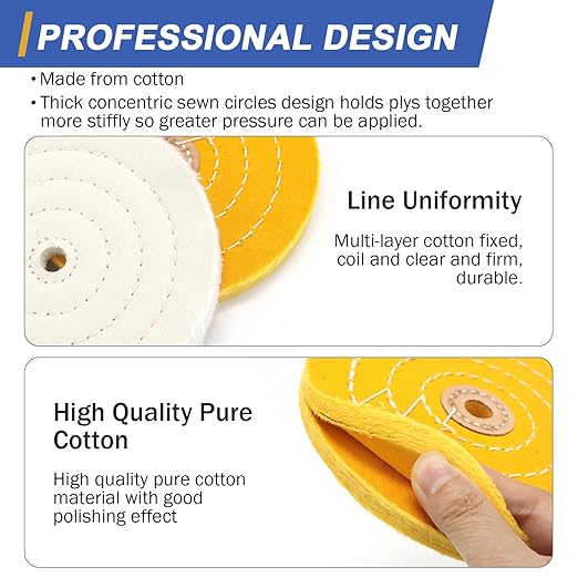 SCOTTCHEN 6inch Buffing Polishing Wheels 1/2" Arbor Hole,Fine (40Ply) / Medium (30Ply) for Bench Grinder,with Buffing Polishing Cutting Compound 3.4 Oz.Kit