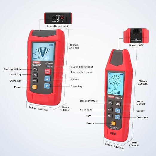 UNI-T AC/DC Advanced Circuit Tracer and Breaker Finder Kit, Wire Tracer Electrical in Wall Underground Short Open Detection 8V-480V Voltage Measurement 8 Languages(UT25CL)