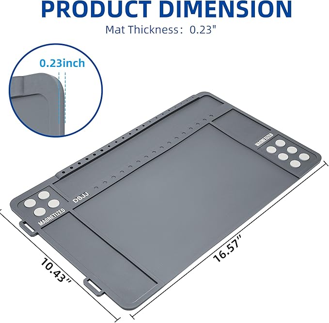 Gun Cleaning Mat, Premium Magnetic Pad With Organizer Parts Tray, Anti-Slip Rubberized Pistol Mat, Protective Workbench Mat for Gun Cleaning (16.5"x 10.43")