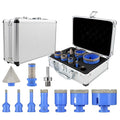Diamond Tile Hole Saw Kit - 10Pcs 1/4'', 5/16'', 3/8'', 1'', 1-3/8'', 2'', 2-1/2'' Drill Bits, 4/5'' Drilling Milling Bit, 2'' Beveling Chamfer Bit, Adapter for Porcelain Tile Ceramic Granite Marble