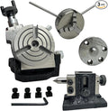 MachEl 3" Tilting Rotary Table with 65mm Self-Centering 3-Jaw Chuck, Back Plate, T-Nuts, Bolts & Tailstock - Precision Milling & Engineering Tool