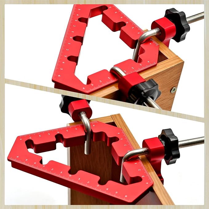 Clamping Squares For Woodworking 45/90 Degree Clamp Triangle Right Angle Clamp, 90 Degree Corner Clamp, Aluminum Alloy Red 3PCS