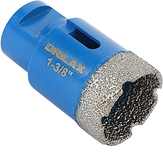 Drilax Pro Series 1-3/8 Inch Diamond Hole Saw for Angle Grinder – 5/8"-11 Thread – Dry Cutting Granite Drill Bit, Masonry Hole Saw & Quartz Countertop Drill Bit – Long Life 100+ Holes