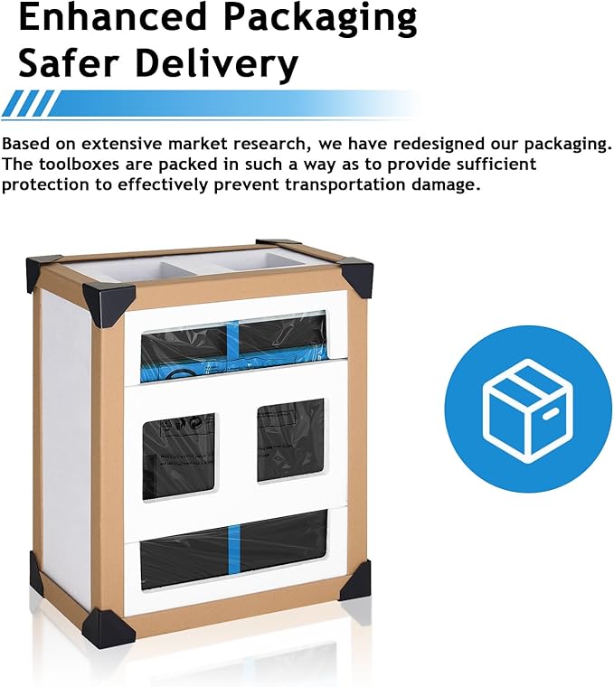 5-Drawer Rolling Metal Tool Storage Cabinet with Detachable Top Tool Box, for Garage Workshop - Blue