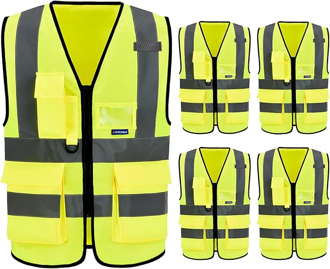 A-SAFETY 5 Pack High Visibility reflective Vest for men(XXXL)