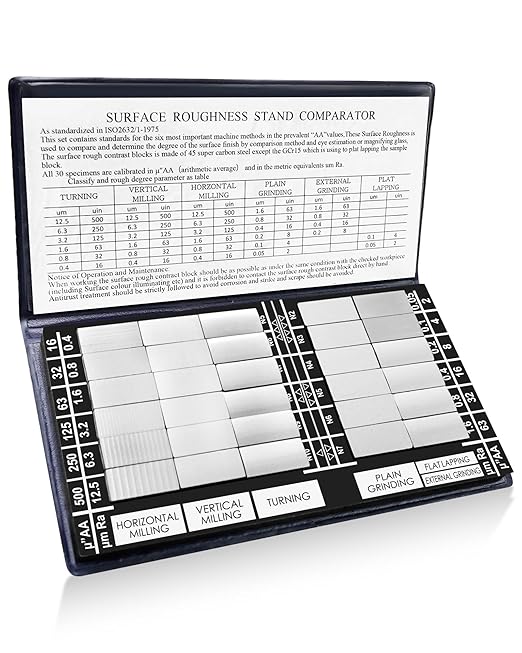 30 Specimens Surface Roughness Standards Set, Surface Finish Comparator Set with Ra0.05-12.5mm Microfinish, for Lathe Manufacturing Machinery Teaching
