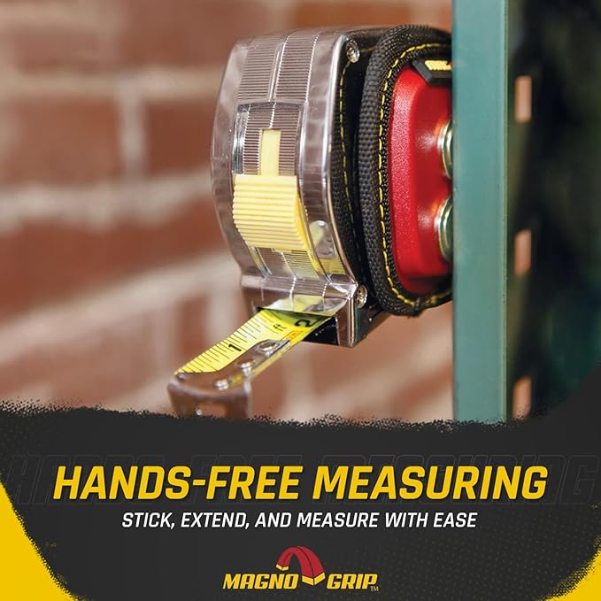 MagnoGrip 002-290 Quick Snap Magnetic Tape Measure Holder - Heavy-Duty, Durable, Hands-Free Magnetic Holder for Construction, Carpentry, & Tool Belts - Ideal for Professionals & DIY Enthusiasts, Red