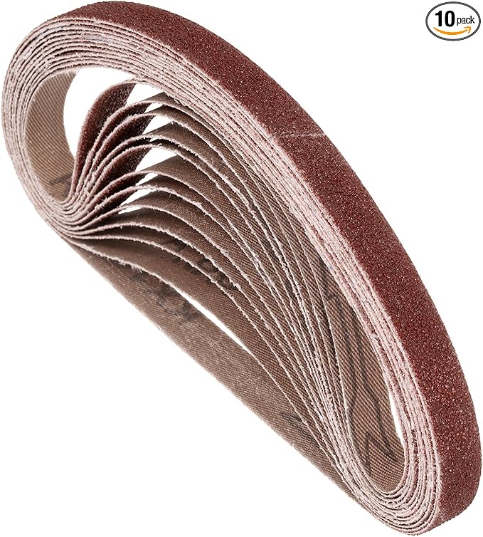10 Pcs Sanding Belts 3/8 x 21 Inch 80 Grit Aluminum Oxide Abrasive Sandpaper for Belt Sander Metal Grinding Wood Working Weld Rust Removal