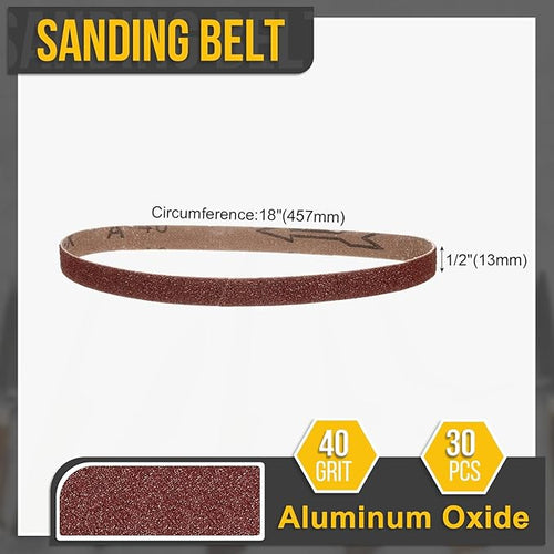 1/2 x 18 Inch Sanding Belt, 24 Pcs 40 Grit Knife Sharpener Belts Work Sharpening for Belt Sander Knife Carving Tool Metal Working