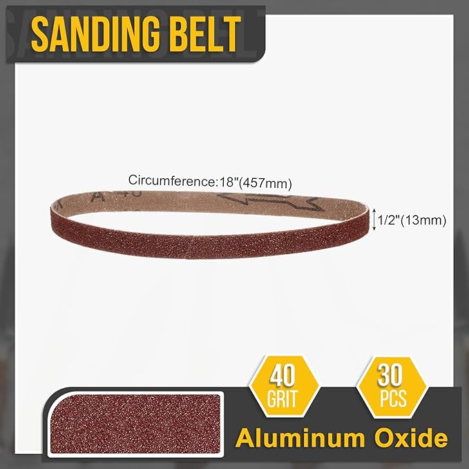 1/2 x 18 Inch Sanding Belt, 20 Pcs 40 Grit Knife Sharpener Belts Work Sharpening for Belt Sander Knife Carving Tool Metal Working