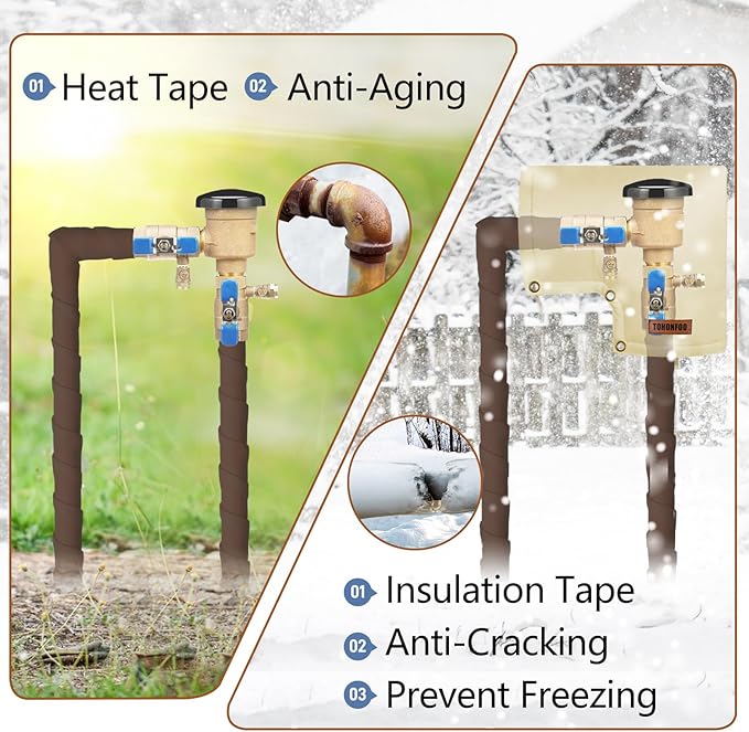 Pipe Insulation Tape, Outdoor Water Pipe Insulation Wrap, Foam Insulation Tape for Outdoor Pipes Winter Freeze Protection, Heat Tape for Water Pipes, Copper Pipes, PVC, AC Line, 2in x 15ft, Brown
