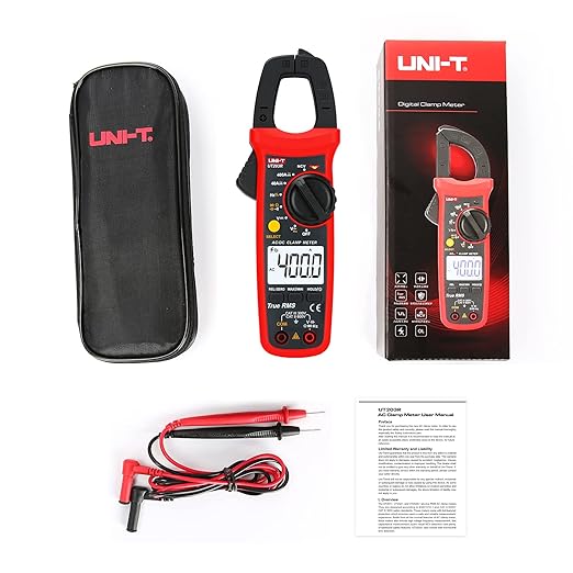 UNI-T Digital Clamp Meter UT203R AC Current True RMS Volt Amp Ohm Meter HVAC Clamp On Multimeter, Auto Ranging 4,000 Counts NCV AC DC Voltage Frequency Resistance Capacitance Continuity Diode Tester