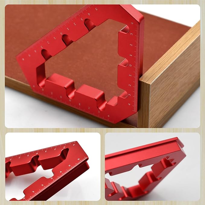 Clamping Squares For Woodworking 45/90 Degree Clamp Triangle Right Angle Clamp, 90 Degree Corner Clamp, Aluminum Alloy Red 3PCS
