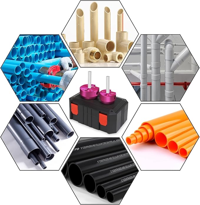 PVC Fitting Saver 1-1/2 & 2 Inch Head, PVC Pipe Reamer Socket Saver with 3/8-Inch Hex Shaft, Plastic Pipe Fitting Reamer for Plumbing Sch.40 CPVC ABS Socket Hub Removing,Fit 1/2" Drills