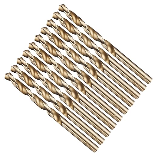 Drill Bit, 15/64" Cutting Diameter (5.953mm), 4241 HSS Gold 118° Cutting Angle Versatile Jobber Bits - (Applications: for Drilling Plastic Wood Soft Thin Metal), 10-Pieces