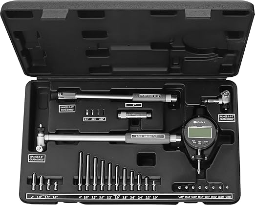 Neoteck Digital Dial Indicator Bore Gauge with 0.7"-6"/0.0005" Measuring Range and 6" Measuring Depth Dial Bore Gauge Set with 23PCS Anvils for Engine Cylinder Measurement