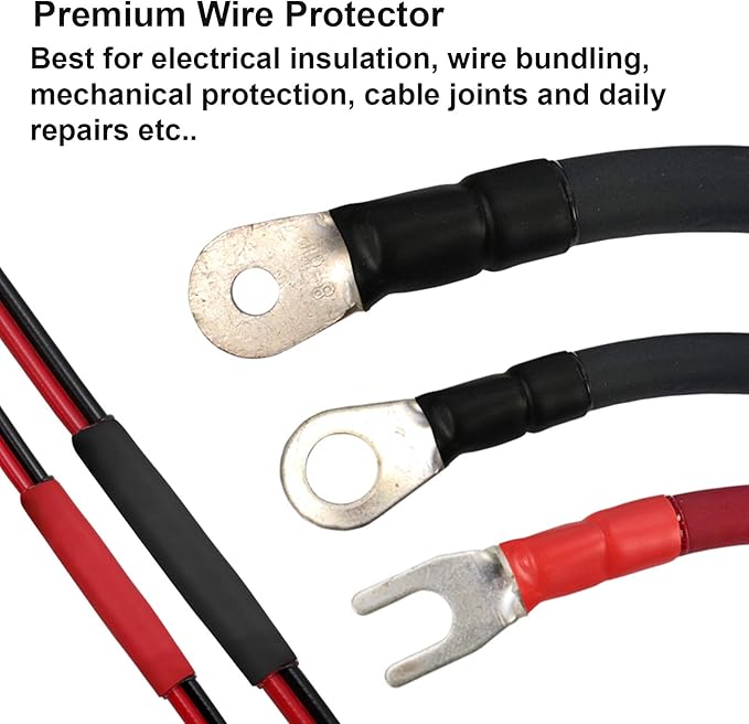2 Pcs 1 inch (Diameter) Heat Shrink Tubing, 3:1 Adhesive-Lined Large Heat Wire Shrinkable Tube by MILAPEAK (4 Feet, Black & Red)