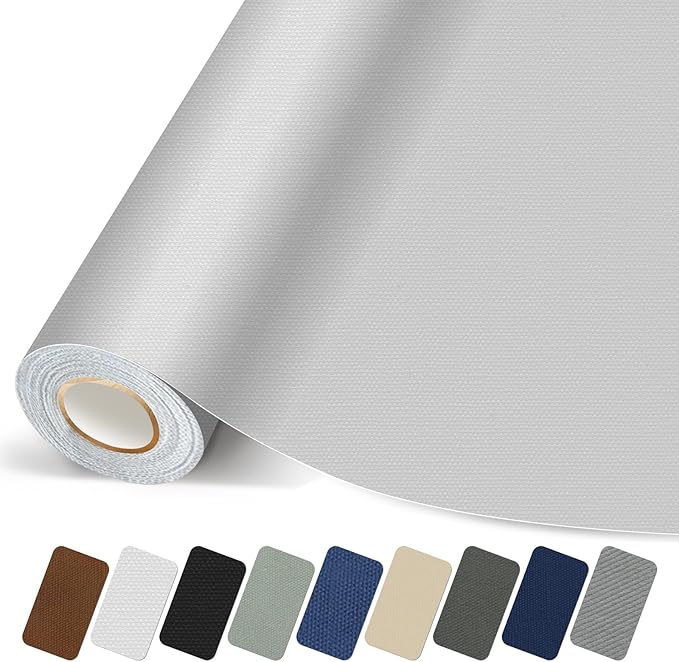 Canvas Repair Patch, 17X158 Inch Strong Sticky Fabric Repair Tape, Self-Adhesive Fabric Patch for Sofas, Tote Bags, Clothing, Car Seats, Furniture (White, 17X158 Inch)
