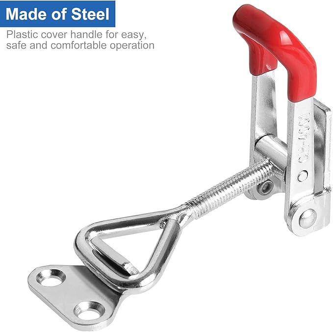16 PCS Adjustable Toggle Clamp 360 lbs Holding Capacity Toggle Latch Hasp Clamp GH-4001 Lockable Quick Release Pull Latch Silver Metal Draw Latch for Door, Box Case Trunk, Smoker Door, Jig