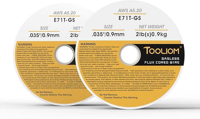TOOLIOM E71T-GS .035" Diameter 2-Pound Spool Flux Core Self-shielded Carbon Steel MIG Welding Wire 2 PCS