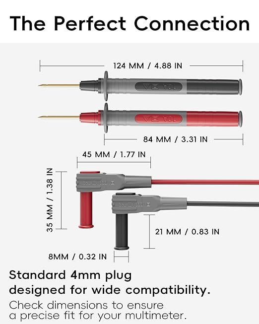 25-Piece Silicone Multimeter Test Lead & Back Probe Kit - Premium Modular Volt Meter Probes with Alligator Clips, 40 in Leads for Automotive Multi Meter Digital & Ohm Meter