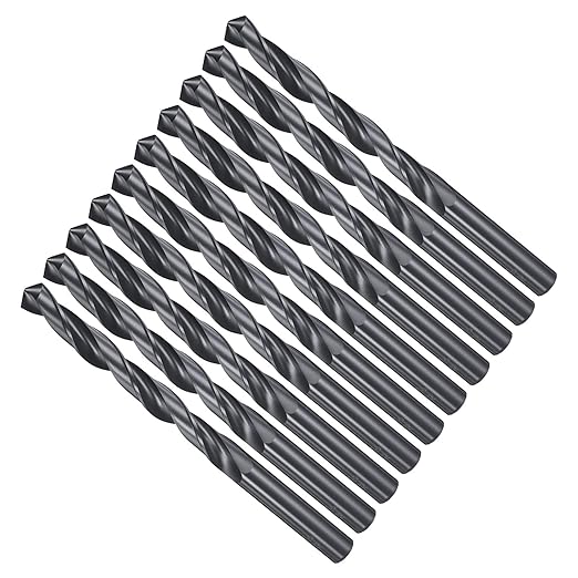 Drill Bit, 8.9mm Cutting Diameter, 4241 HSS Nitriding Black 118° Cutting Angle Versatile Jobber Bits - (Applications: for Drilling Plastic Wood Soft Metal), 10-Pieces