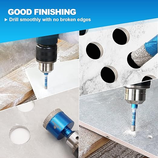 Diamond Core Drill Bit Set - BRSCHNITT Hole Saw Kit for Porcelain Tile Ceramic Marble Granite Drilling, 11pcs Bits with Triangle Shank（6/8/10/20/25/28/32/35/45/50/65mm）, KIT3, BDB54911405R103