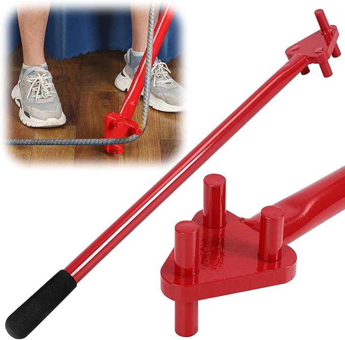 Tondiamo Rebar Bender Manual Hand Operated to 5/8" Bar Reverse Head, Bending Machine Manual Rebar Bender Metal Bending Tools for Flat Steel and Steel Rod, Red