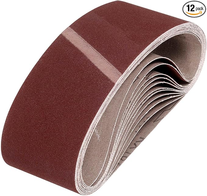 HARFINGTON 4 x 24 Inch Sanding Belts, 12 Pcs 240 Grits Aluminum Oxide Abrasive Belt Sander File Belt for Woodworking, Metal Polishing, Knife Sharpener