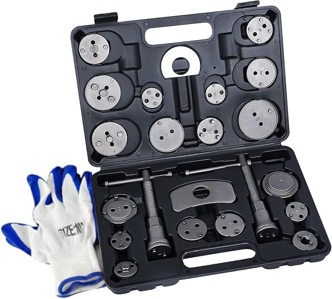 22PCS Disc Brake Caliper Wind Back Tool Kit, Car Brake Piston Compressor and Wind Back Tool Set for Brake Pad Replacement