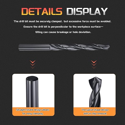 Drill Bit, 9mm Cutting Diameter, 4241 HSS Nitriding Black 118° Cutting Angle Versatile Jobber Bits - (Applications: for Drilling Plastic Wood Soft Metal), 6-Pieces