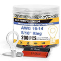 haisstronica Non Insulated Wire Connectors Kit，100pcs 5/16” Ring Terminals (AWG 16-14) with 100pcs 3:1 Heat Shrink Tubing for Automotive Marine，Brazed Seam Wire Crimp terminals