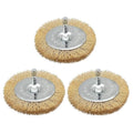 3PC Brass Coated Wire Wheel Brush Kit for Drill, Crimped Cup Brush with 1/4-Inch Shank,0.13mm Coated Brass Wire Brushes, for Fast Removal of Rust, Paint and Scale from Metal and Wood