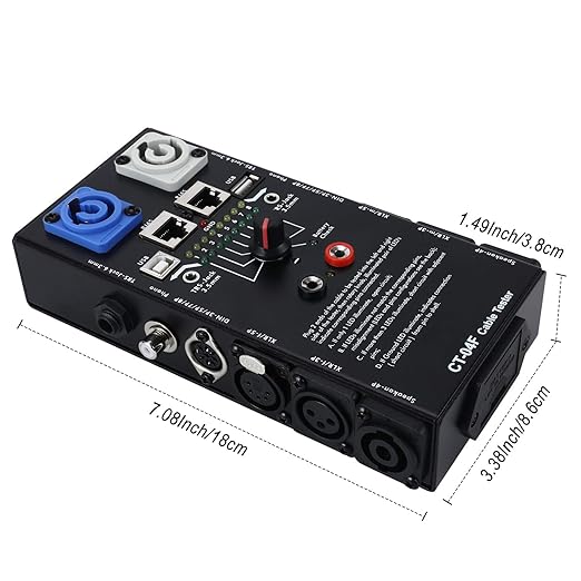 MFL. 13-Plug Audio Cable Tester Line Finder Black 13-in-1 Cables Checker 8-Way Switch Wire Tracker with LED Indicators, Rectangular