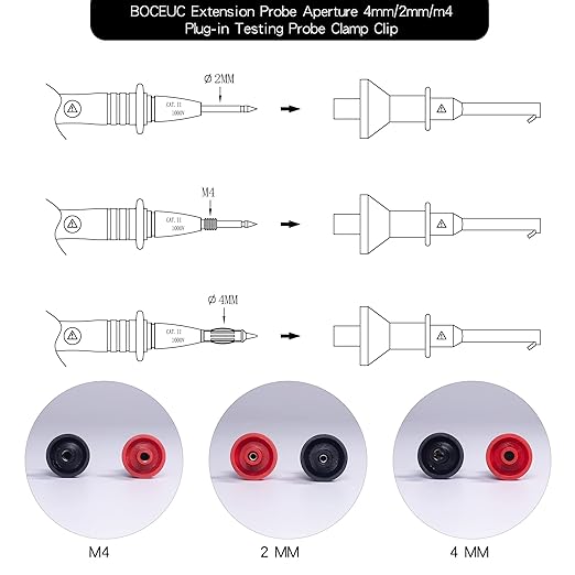 Test Hooks Clips, Multimeter Test Lead Kit Mini Test Hook Clip for 2mm Plug Test Probe Electronic Testing IC Grabber