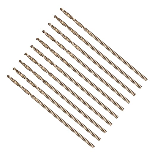Drill Bit, #58 Cutting Diameter, 4341 HSS Gold Finish 118° Cutting Angle Number Jobber Bits - (Applications: for Drilling Soft Metal Plastic Wood), 10-Pieces