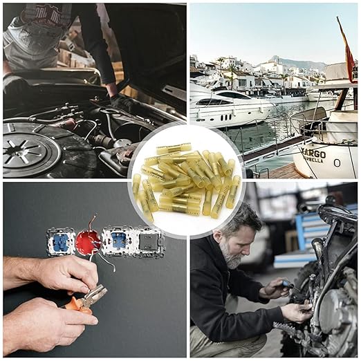 Heat Shrink Butt Connectors, 12-10 AWG Waterproof Crimp Terminals Electrical Wire Connectors Splice for Marine, Cable, Wiring