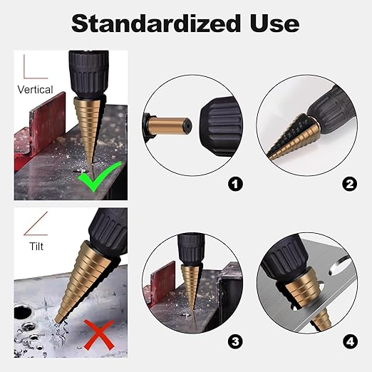 XDENDP Step Drill Bit, 5PCS Step Drill Bit for Metal, HSS Titanium High Speed Steel Step Bit, Step Bits for Metal, Total 50 Sizes with Storage Case, for DIY Lovers Drilling Metal Wood Aluminum Plastic