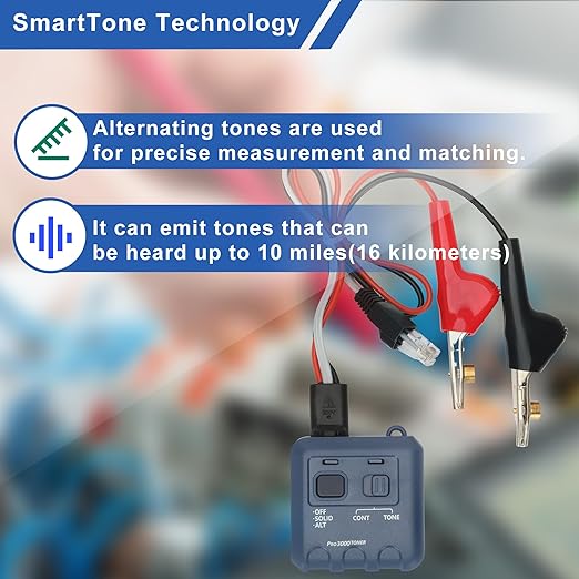 Pro3000 Tone Generator and Probe Kit, Toner Electrical Tool, Wire Toner and Probe Kit, Handheld Telephone Line Finder with SmartTone Technology