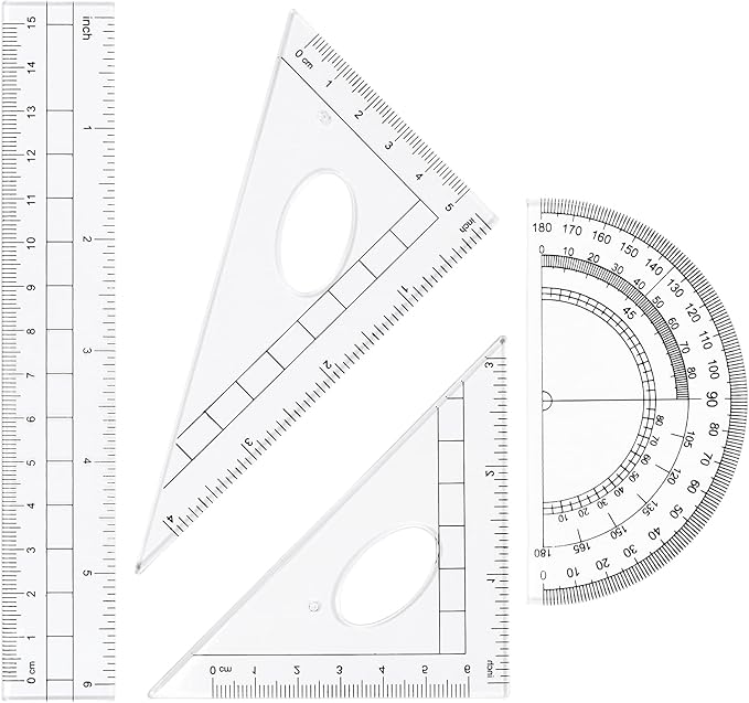 Math Geometry Kit Sets 10 Piece Student Supplies with Shatterproof Storage Box,Includes Rulers,Protractor,Compass,Eraser,Pencil Sharpener,Lead Refills,Pencil,for Drafting and Drawings（Purple）