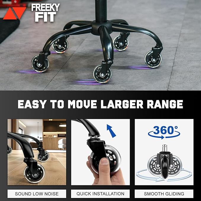 Rolling Stool with Wheels, Garage Shop Stool with Backrest, Roller Seat with Pneumatic Adjustable Height 16.93"-19.69", Heavy Duty Multi-Purpose Chair for Shop Salon Office Home, Black
