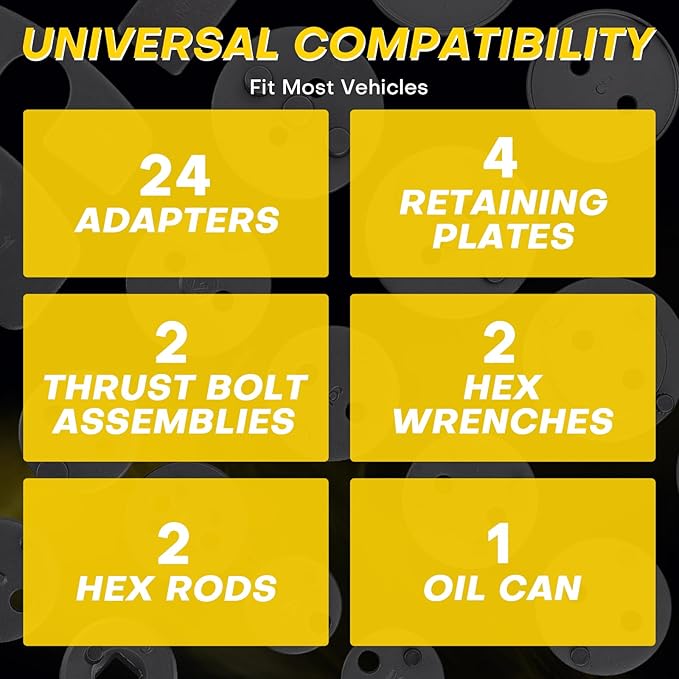 35PCS Disc Brake Caliper Tool Kit | Heavy Duty Brake Caliper Compression Tool Includes 24 Adapters for Brake Pad Replacement and Piston Compression, Compatible with Most Vehicles