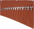 Tool Organizers,16 Pocket Wrench Pouch,Metric or SAE,Wrench Bag and Wrench Roll Up Pouch,Used for Wrench Organization and Tool Storage(Reddish brown)