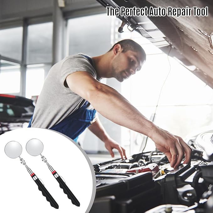 6 Pcs Telescoping Inspection Mirror,Retractable 30 Inch Mechanical Mirror Tool,Under Vehicle Inspection Mirror,Car Visual Reflector,Retractable Under Vehicle Detection Mirror Repair Tool