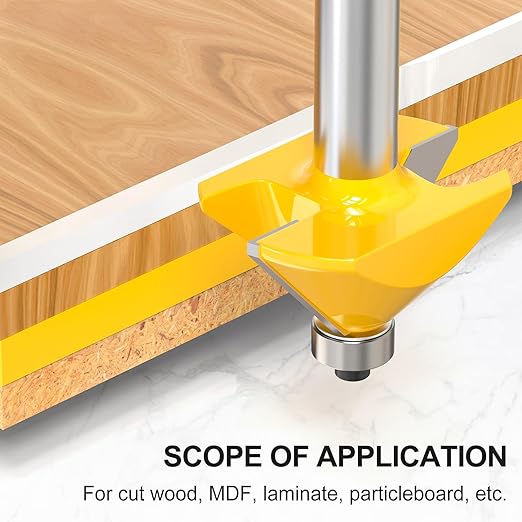 5PCS Chamfer Router Bit Set 1/2 Inch Shank Dish Carving Router Bits with Top Bearing for Woodworking, 11.25, 15, 22.5, 30, 45 Degree